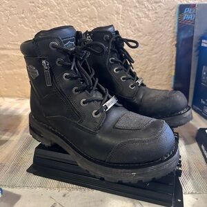 Harley Davidson Lace Up Leather Motorcycle Boots Style Black Size 8.5